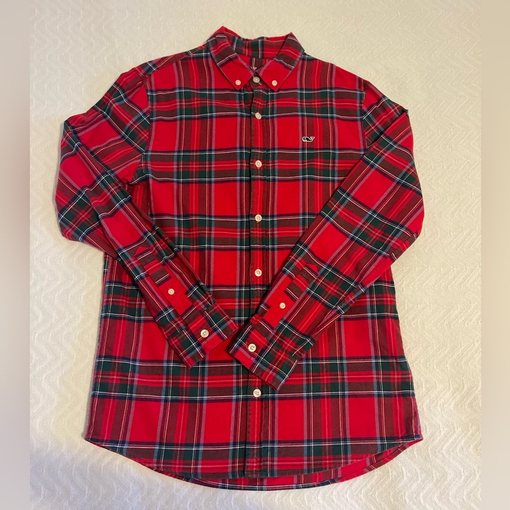 Vineyard Vines LS Plaid Whale Shirt - Boys L